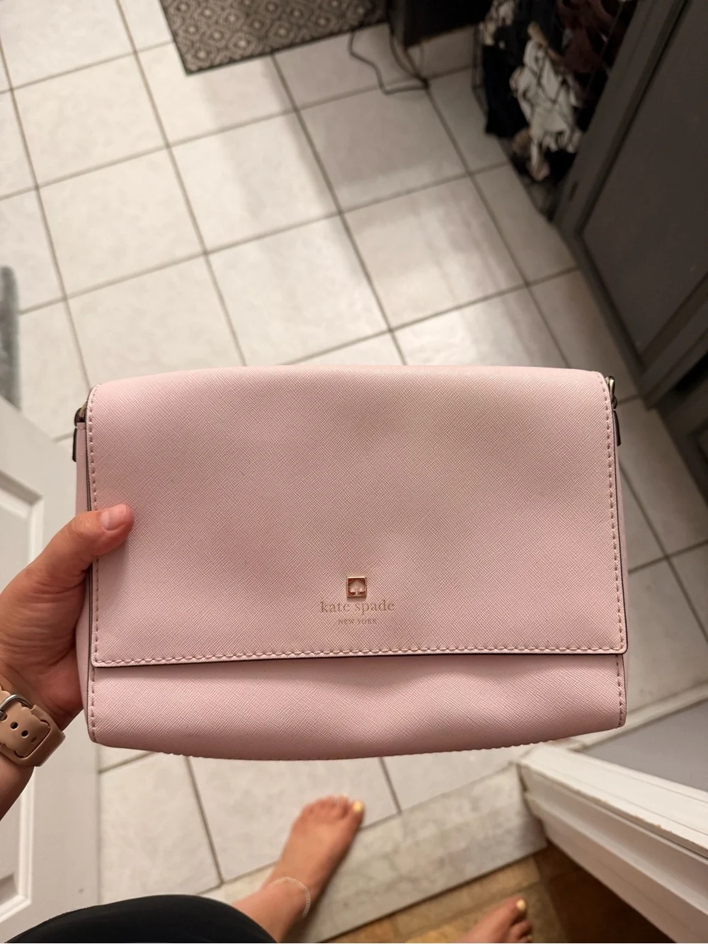 kate spade Pale Pink Leather Crossbody Flap Bag